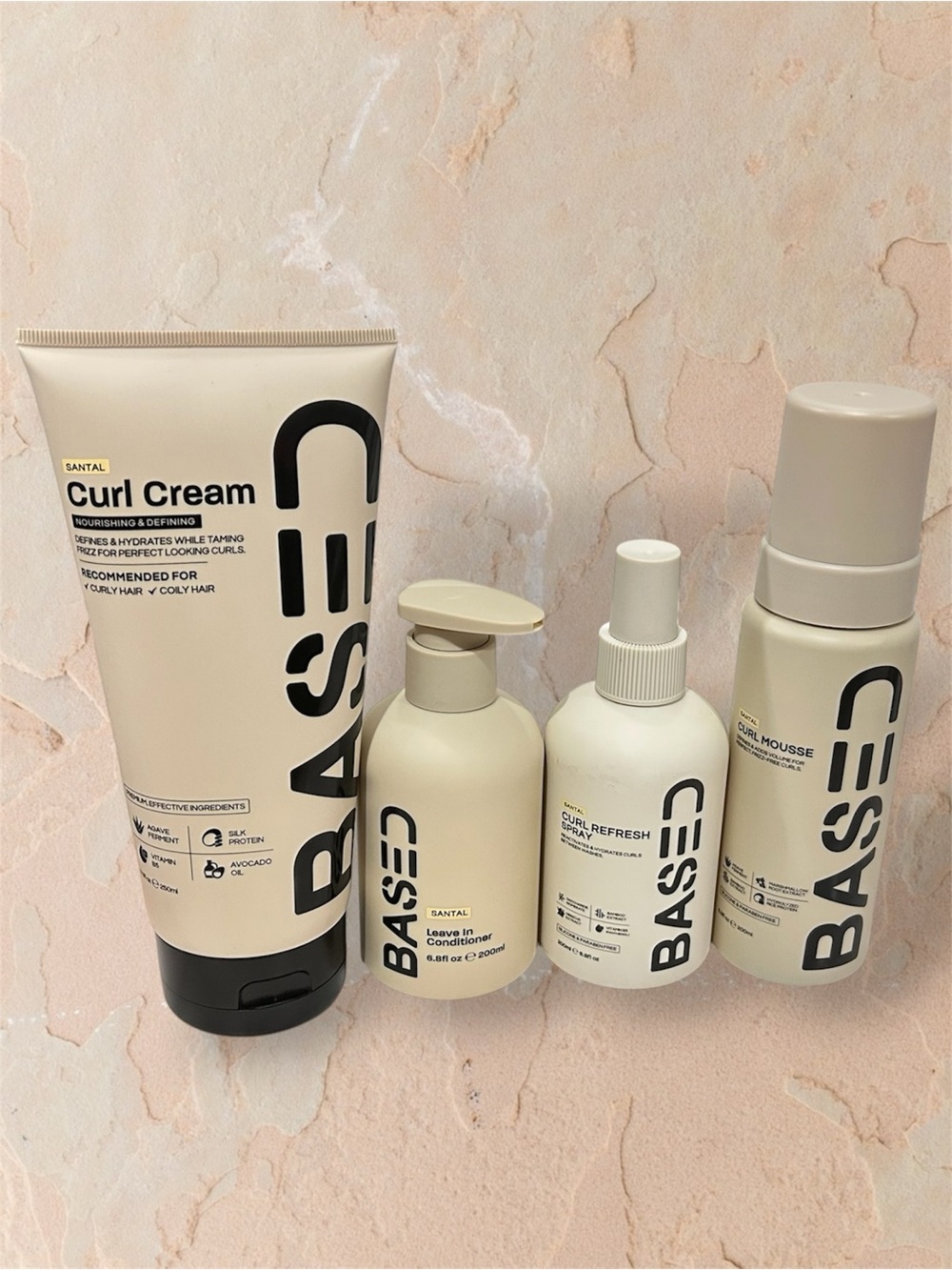 BASED Bodyworks Curly Hair Bundle Curl Cream Leave In Mousse Refresh Spray New